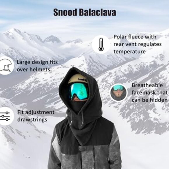 Over Helmet Balaclava Ventilation Ski Snowboard Biking Polar Fleece Adjustable main image 5